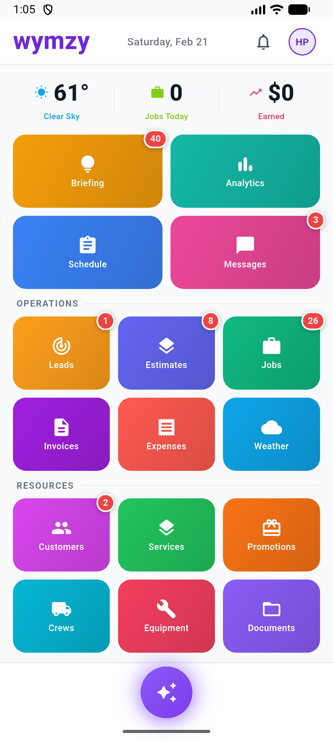 Wymzy app dashboard