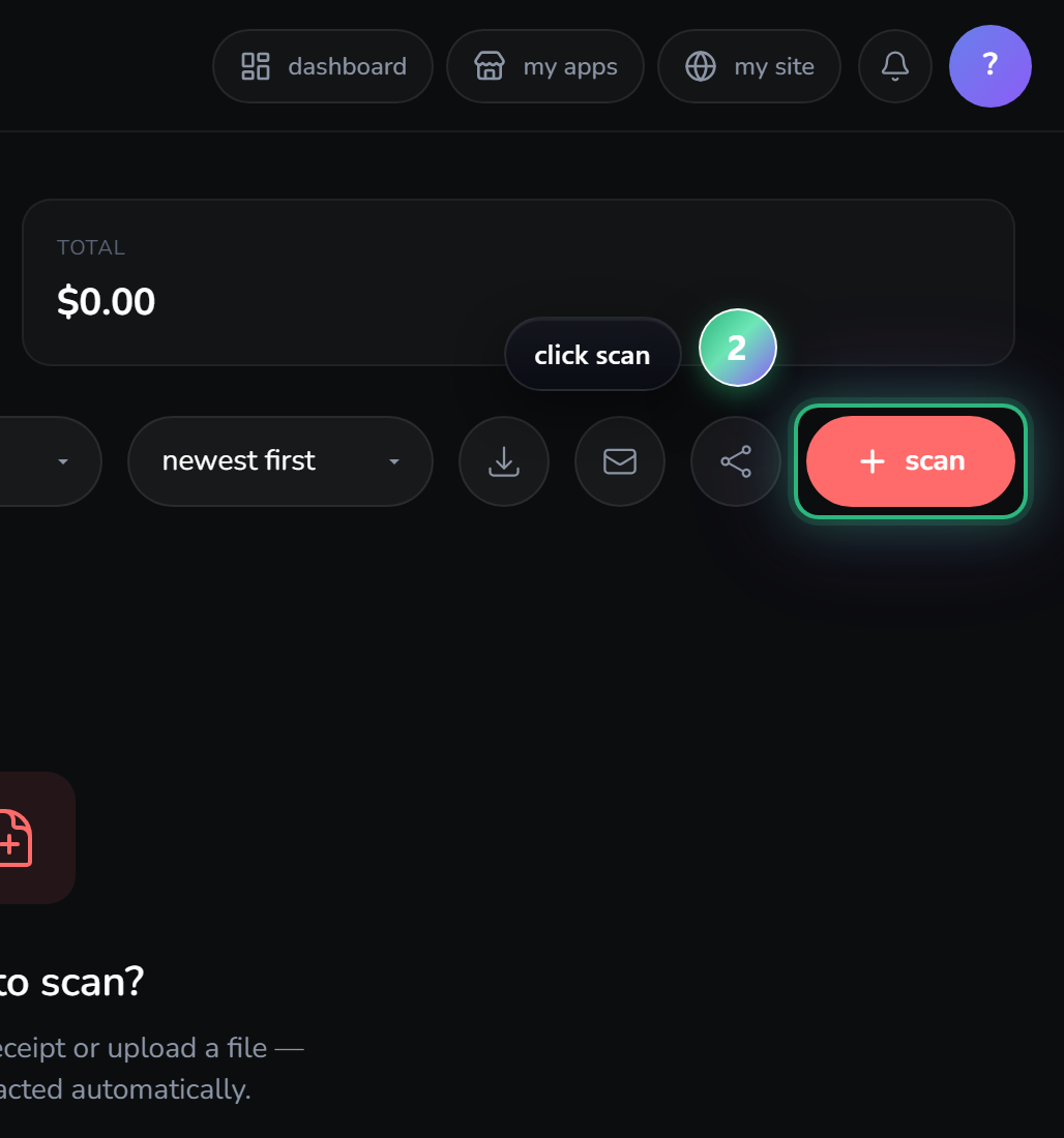 click "add receipt" — step 2