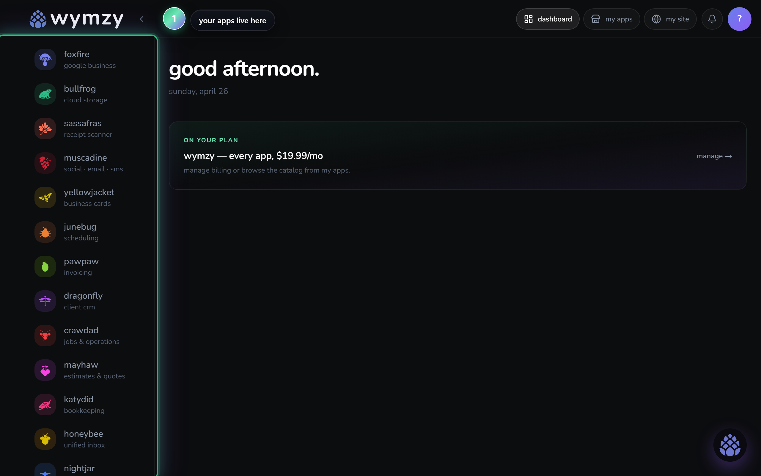 the sidebar — your apps — step 1