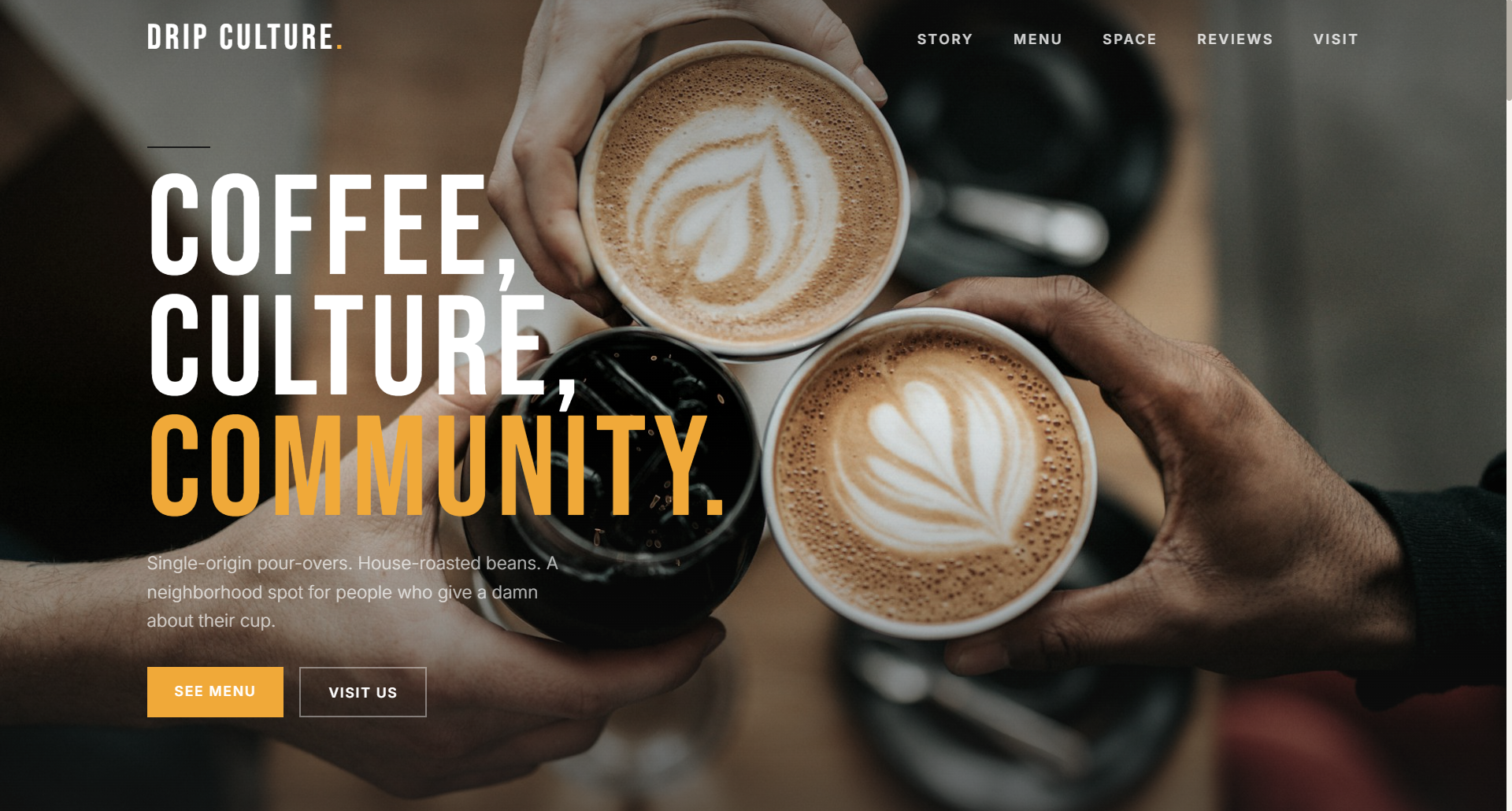 The Drip Culture Coffee website