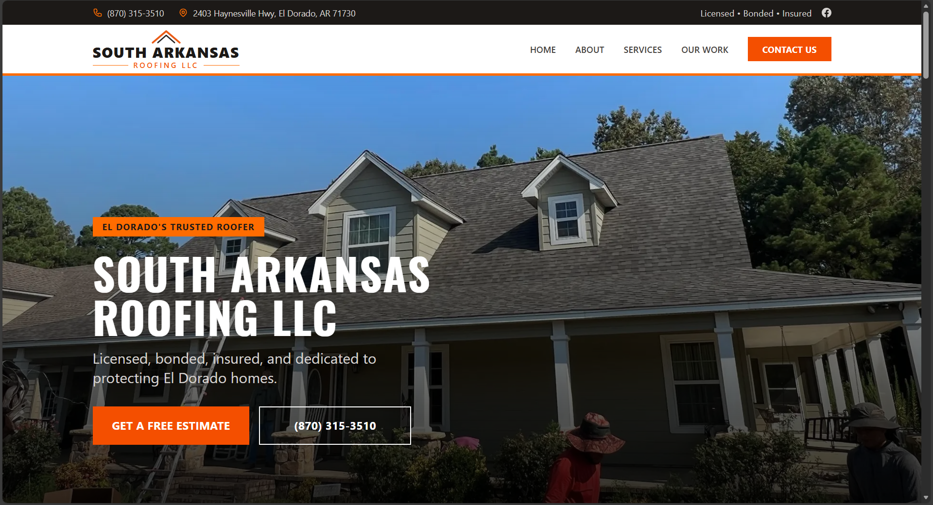 South Ark Roofing — site preview