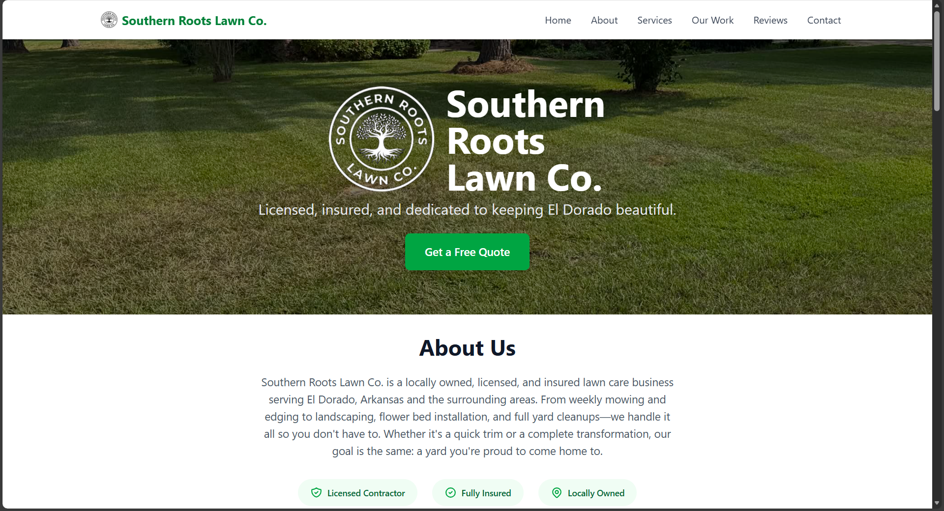 Southern Roots Lawn Co — site preview